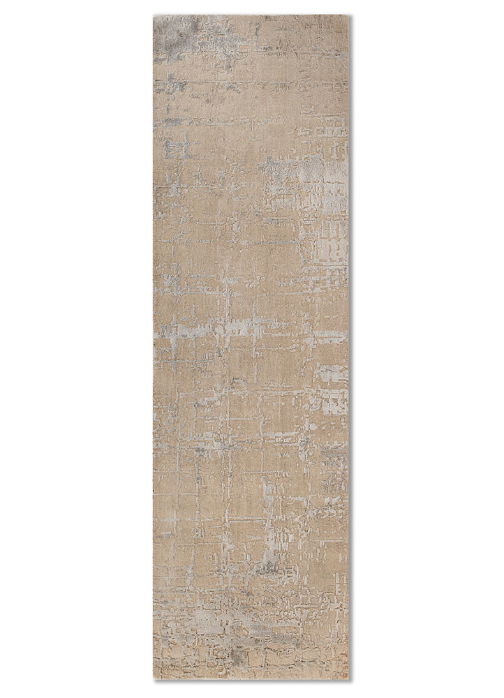 chaos theory by kavi ivory wool and bamboo silk hand knotted Rug - HeadShot