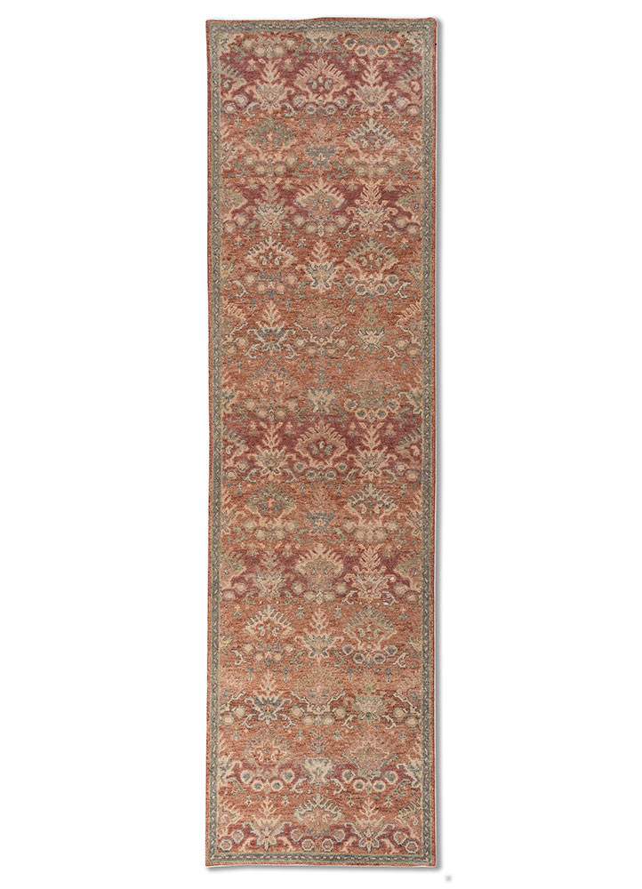 erbe red and orange wool hand knotted Rug - HeadShot