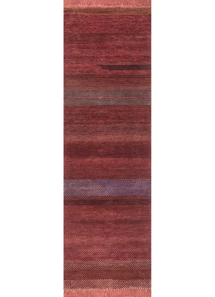manchaha red and orange wool and bamboo silk hand knotted Rug - HeadShot