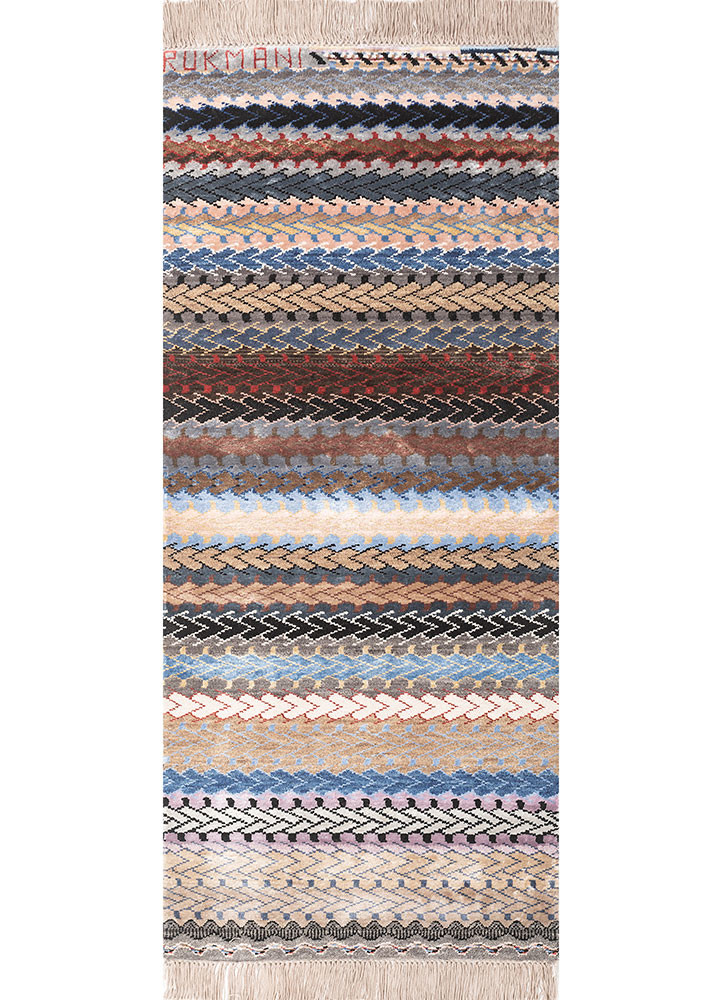 manchaha grey and black wool and bamboo silk hand knotted Rug - HeadShot manchaha grey and black wool and bamboo silk hand knotted Rug - HeadShot