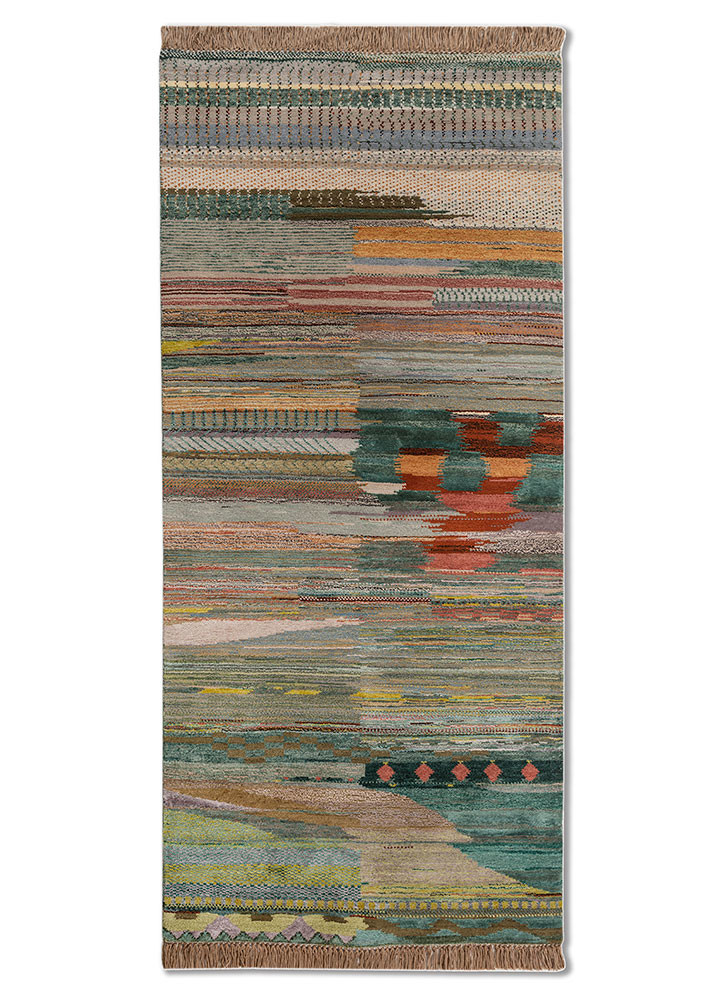 manchaha green wool and bamboo silk hand knotted Rug - HeadShot manchaha green wool and bamboo silk hand knotted Rug - HeadShot