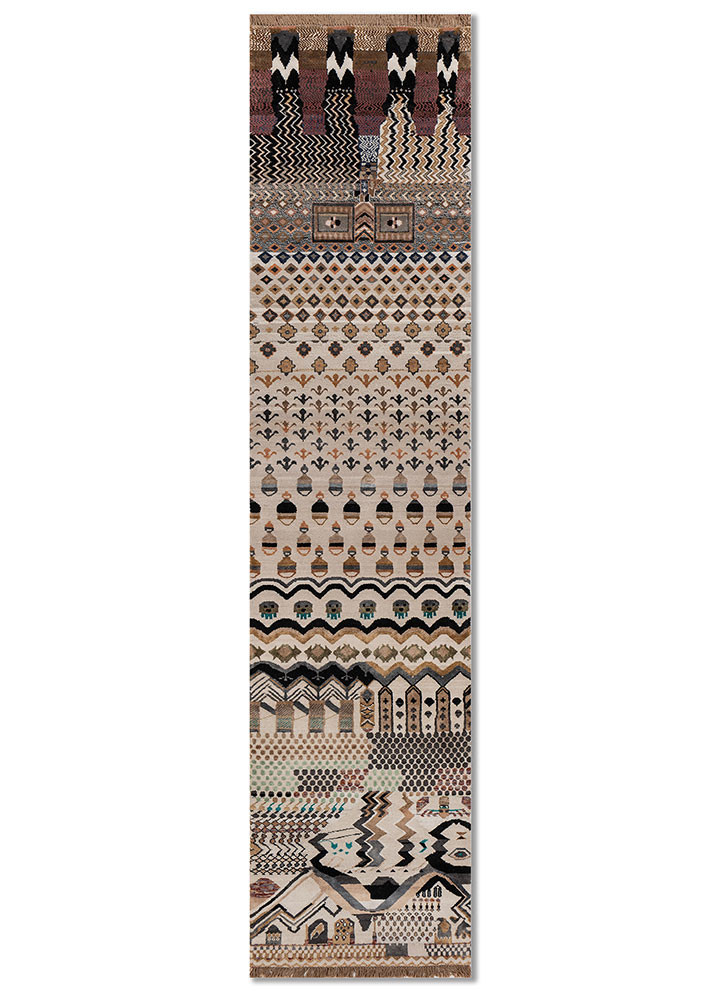 manchaha ivory wool and bamboo silk hand knotted Rug - HeadShot manchaha ivory wool and bamboo silk hand knotted Rug - HeadShot
