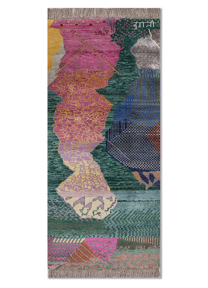 manchaha gold wool and bamboo silk hand knotted Rug - HeadShot