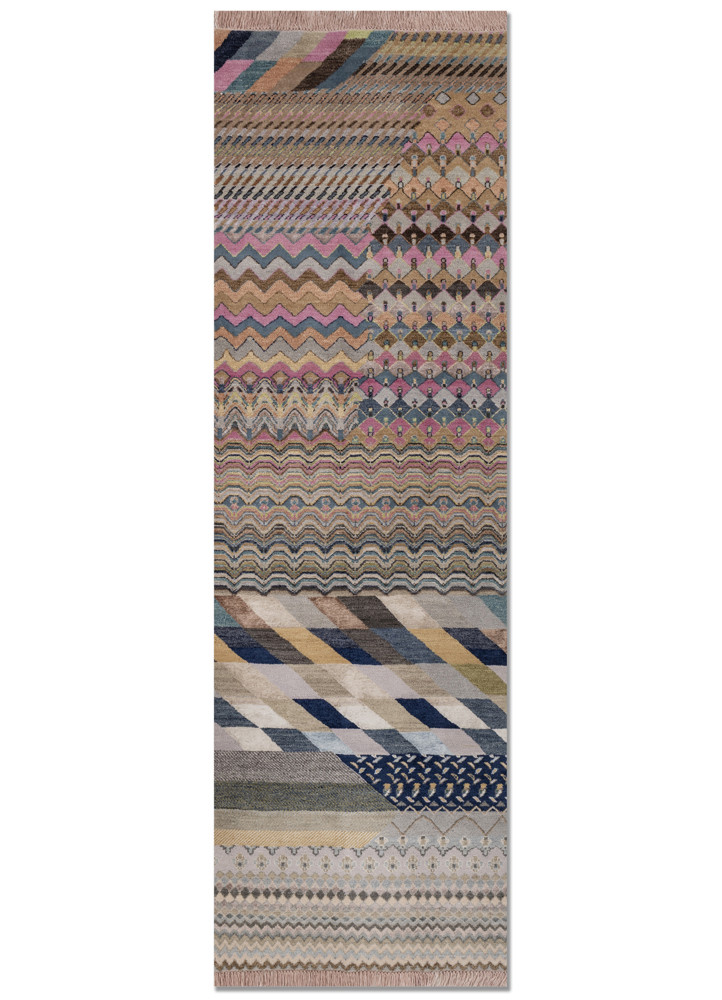 manchaha pink and purple wool and bamboo silk hand knotted Rug - HeadShot manchaha pink and purple wool and bamboo silk hand knotted Rug - HeadShot
