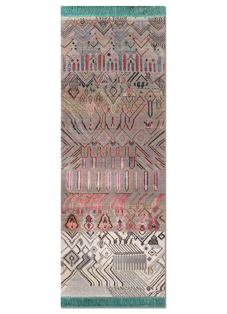 manchaha grey and black wool and bamboo silk hand knotted Rug - HeadShot
