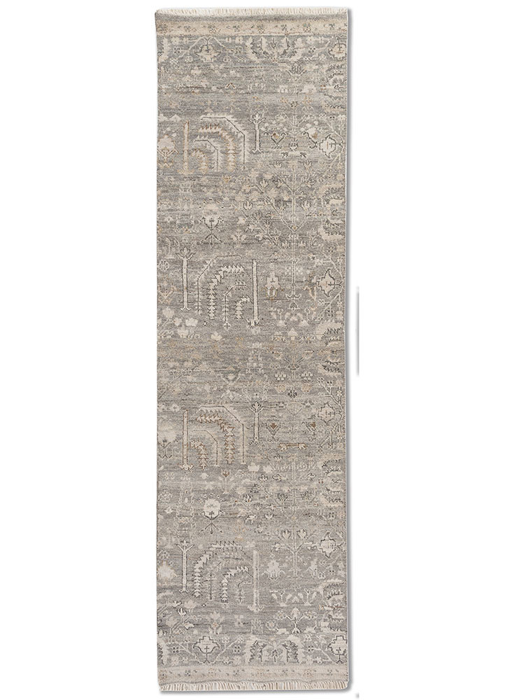 erbe grey and black wool hand knotted Rug - HeadShot