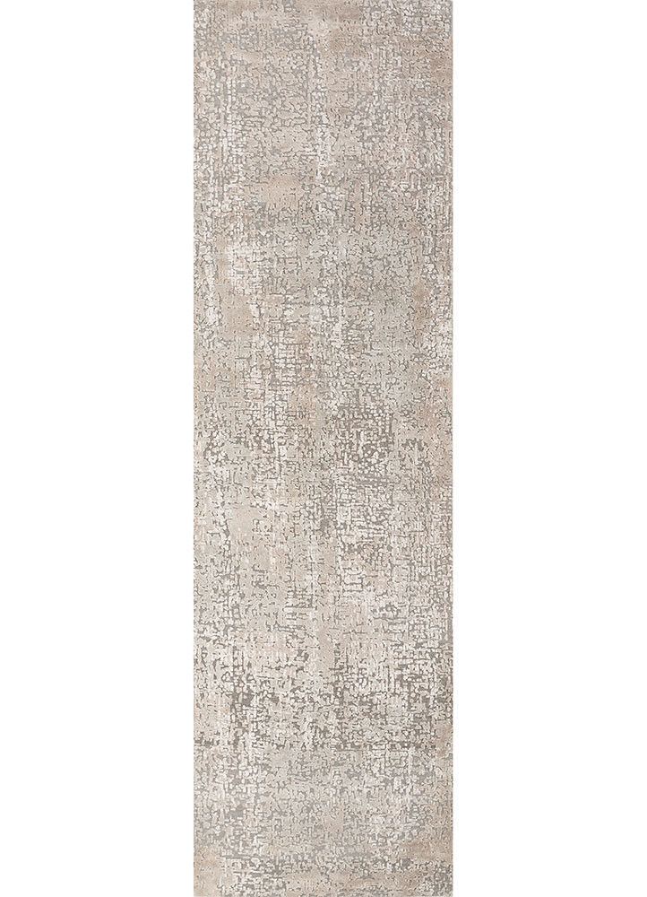  grey and black wool and bamboo silk hand knotted Rug