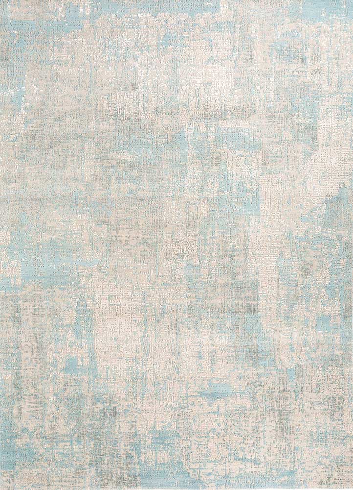  beige and brown wool and bamboo silk hand knotted Rug