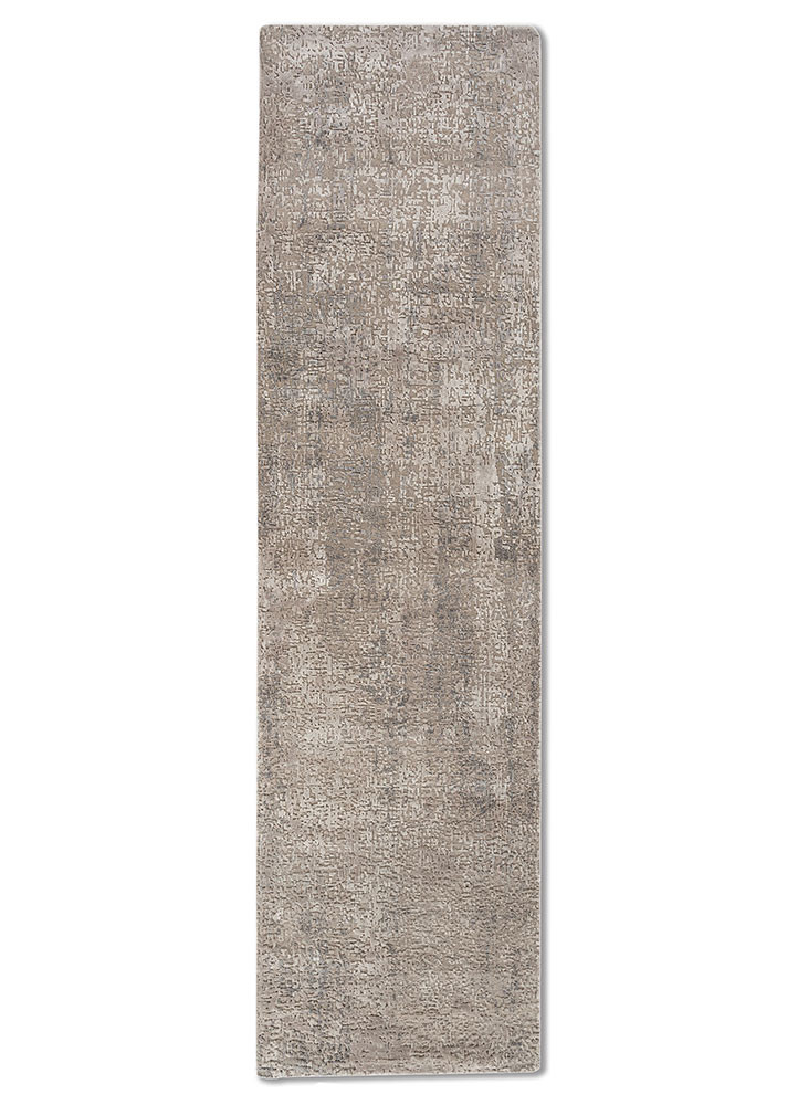  grey and black wool and bamboo silk hand knotted Rug
