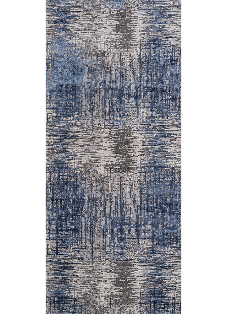  grey and black wool and bamboo silk hand knotted Rug