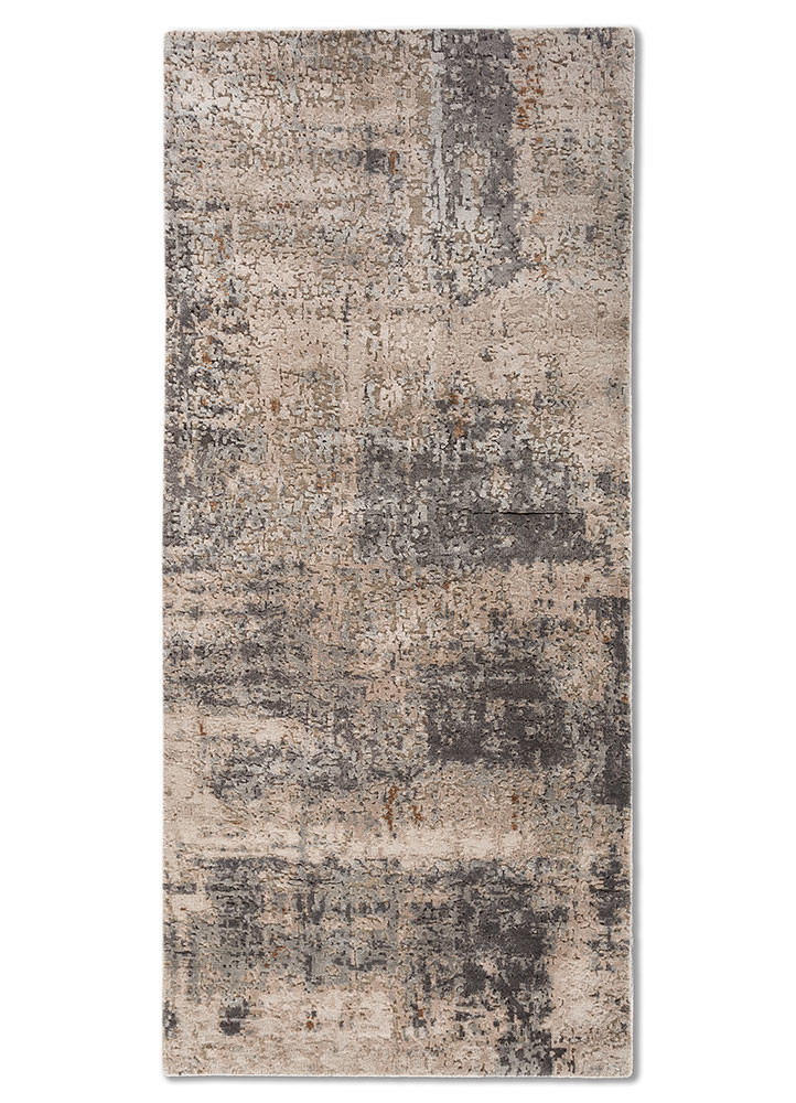  ivory wool and bamboo silk hand knotted Rug