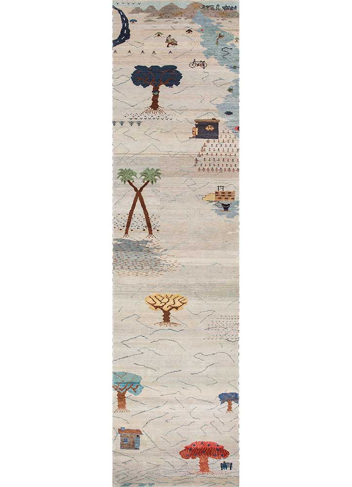 Manchaha Ivory Hand Knotted Wool and Bamboo Silk Rugs -Les