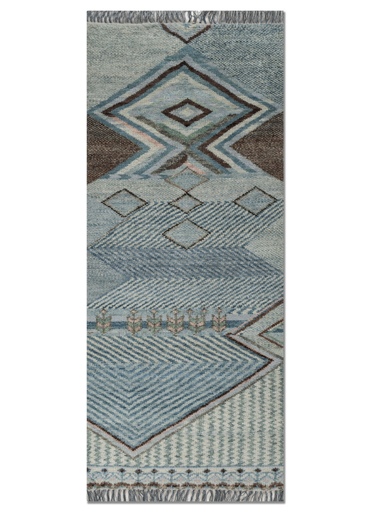 manchaha blue wool hand knotted Rug - HeadShot manchaha blue wool hand knotted Rug - HeadShot