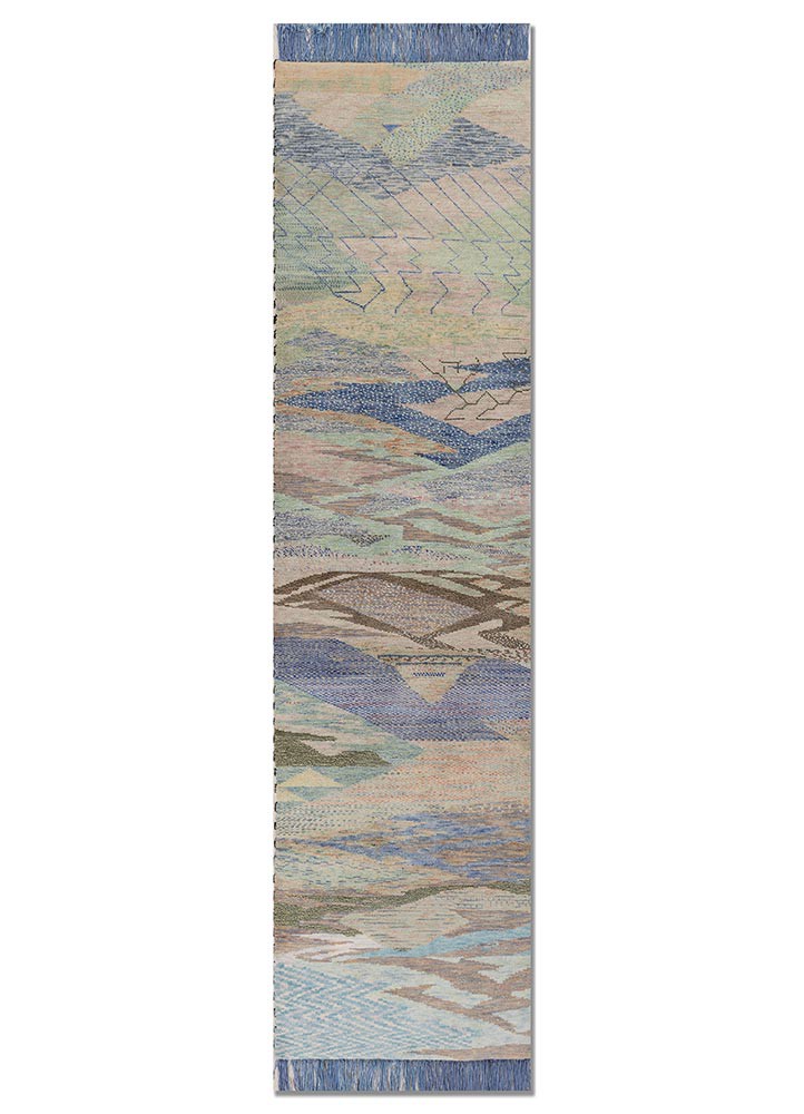kavi x freedom manchaha pink and purple wool hand knotted Rug - HeadShot