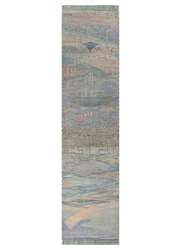 kavi x freedom manchaha pink and purple wool hand knotted Rug - HeadShot