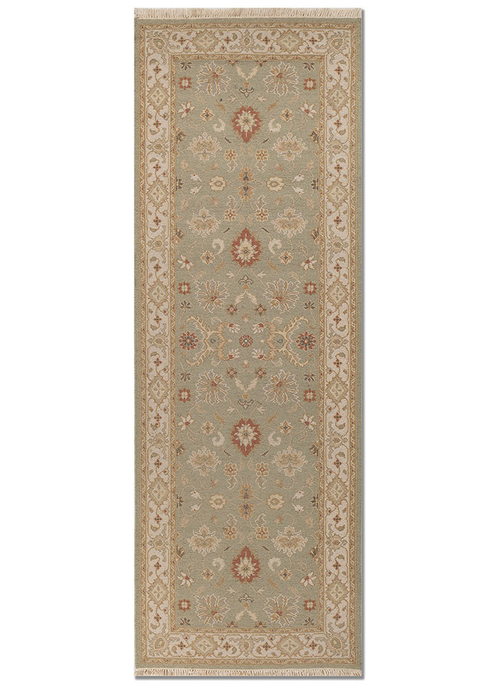 gulnar green wool hand knotted Rug - HeadShot