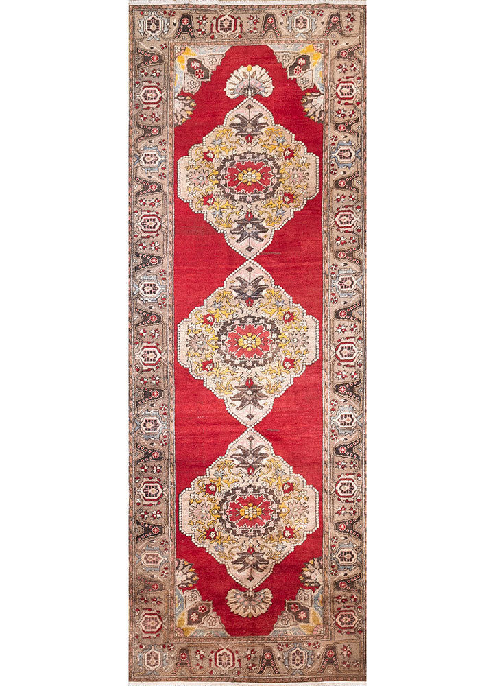 nuray red and orange wool hand knotted Rug - HeadShot