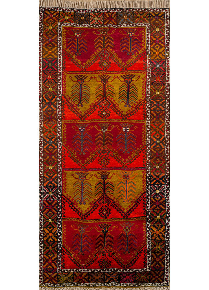 nuray red and orange wool hand knotted Rug - HeadShot