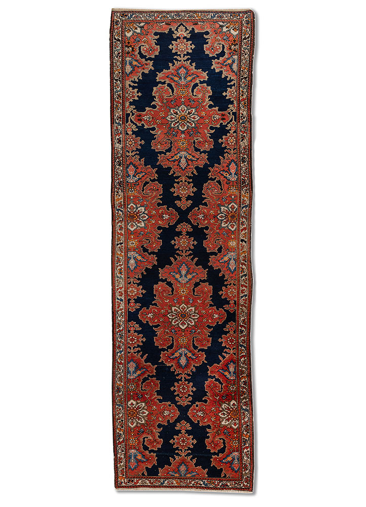 aalam blue wool hand knotted Rug - HeadShot