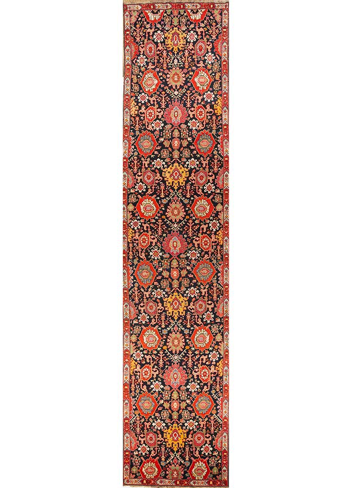 aalam blue wool hand knotted Rug - HeadShot