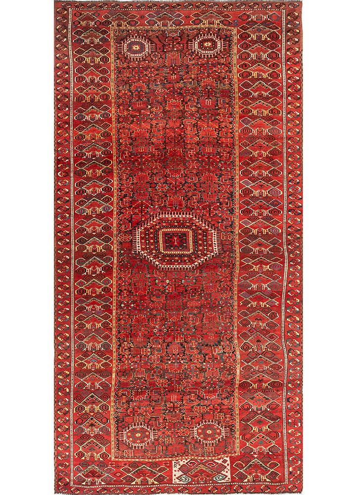 nuray pink and purple wool hand knotted Rug - HeadShot