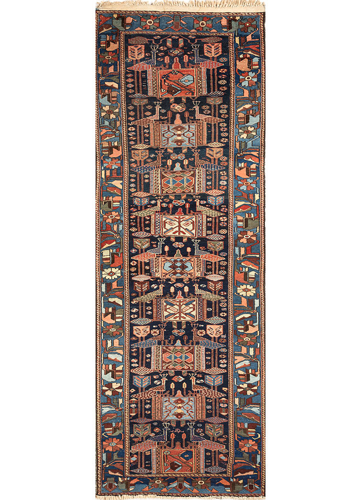 kiaan blue wool hand knotted Rug - HeadShot