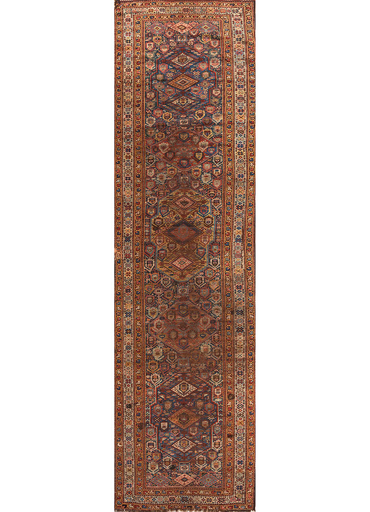 aalam blue wool hand knotted Rug - HeadShot