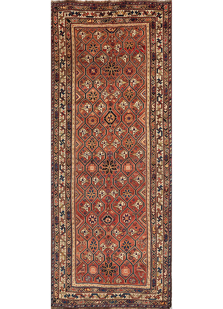 aalam red and orange wool hand knotted Rug - HeadShot aalam red and orange wool hand knotted Rug - HeadShot