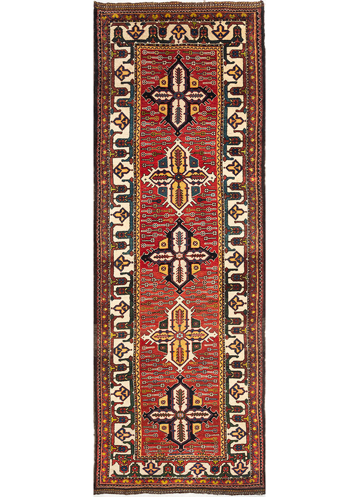 kiaan red and orange wool hand knotted Rug - HeadShot