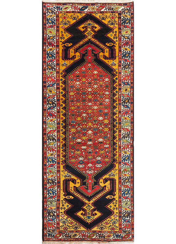 kiaan red and orange wool hand knotted Rug - HeadShot