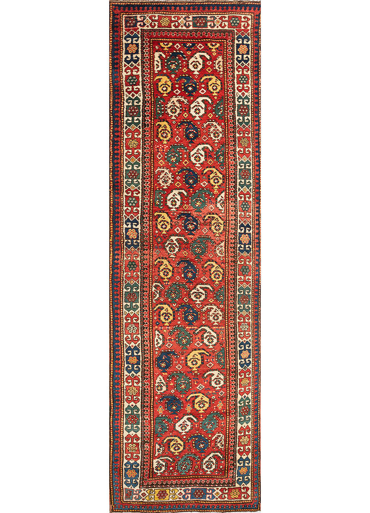 kiaan red and orange wool hand knotted Rug - HeadShot