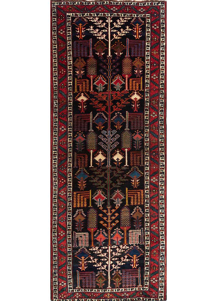 aalam grey and black wool hand knotted Rug - HeadShot