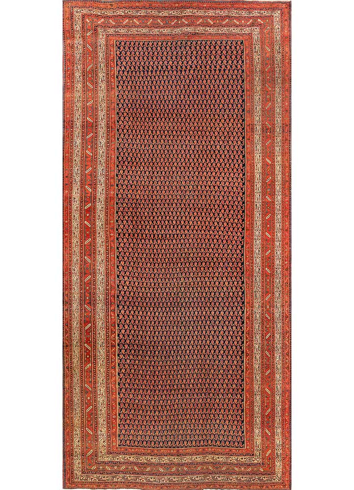 Wool Rug “Marigolds & Rusty Red Garden top Mums” 31” long x 28” wide. Rag Rug Hand Loomed Hand Tied in the USA! Rusty Red Orange w/ yellow navy