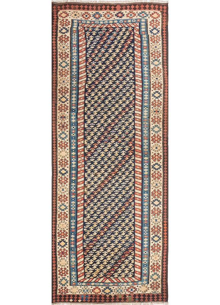 nayaab grey and black wool flat weaves Rug - HeadShot