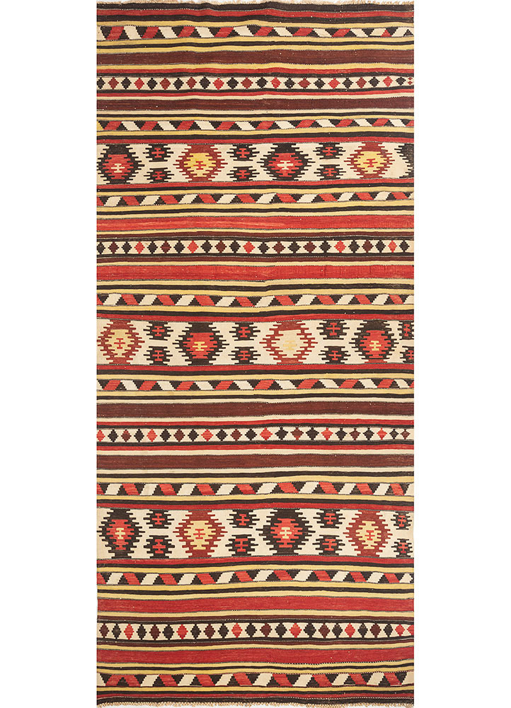 nayaab red and orange wool flat weaves Rug - HeadShot