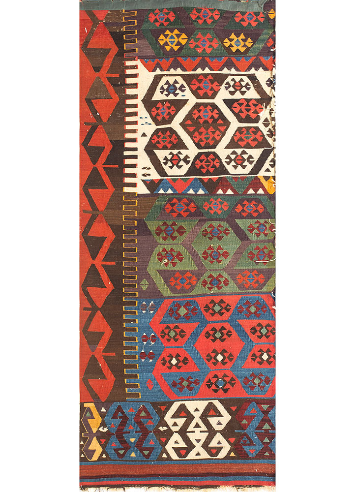 nayaab beige and brown wool flat weaves Rug - HeadShot