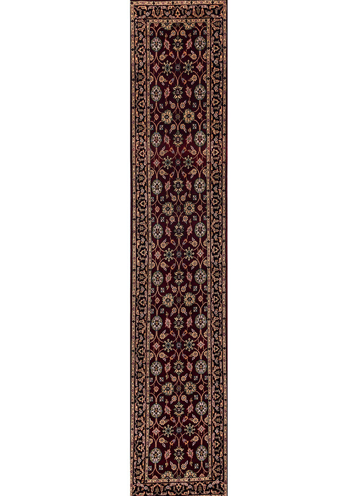 gulnar red and orange wool hand knotted Rug - HeadShot