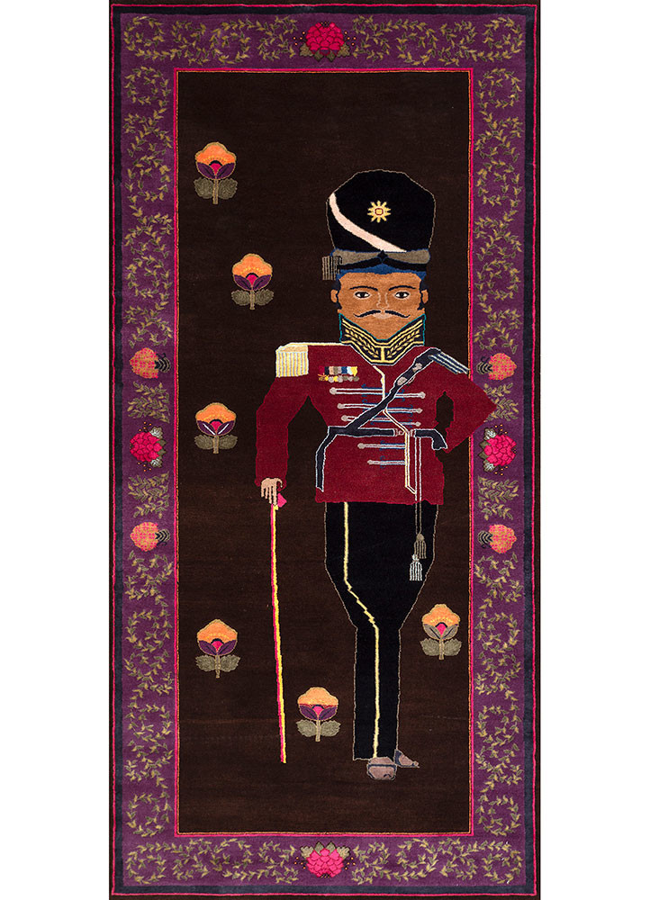 majnun beige and brown wool and silk hand knotted Rug - HeadShot majnun beige and brown wool and silk hand knotted Rug - HeadShot