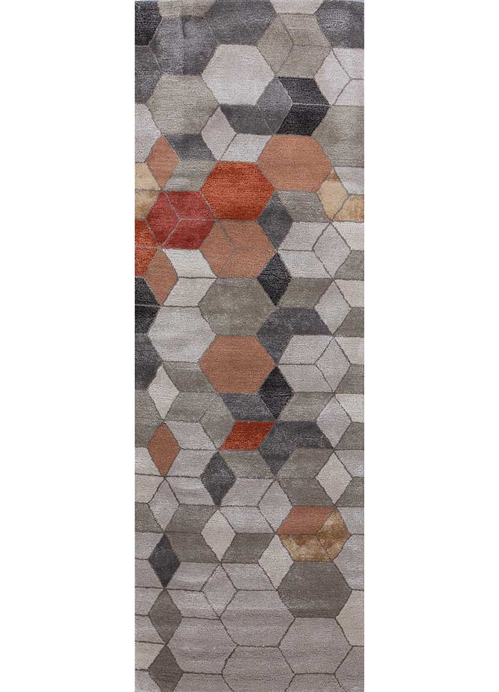 taq-186 classic gray/antique white grey and black wool and viscose hand tufted Rug