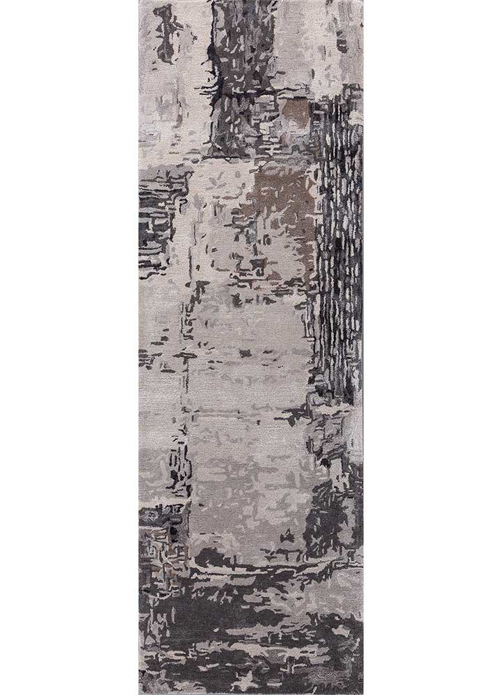 genesis grey and black wool and viscose hand tufted Rug - HeadShot