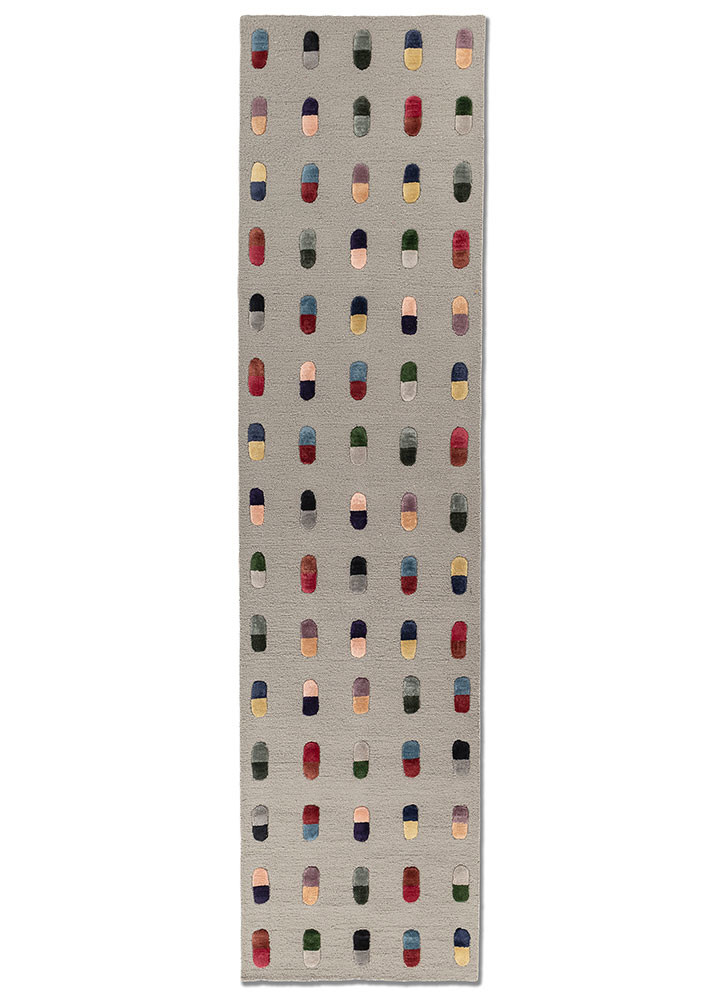 blue pills blue wool and viscose hand tufted Rug