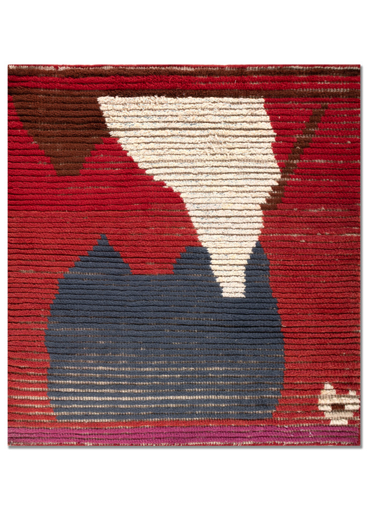 zuri red and orange wool hand knotted Rug - HeadShot