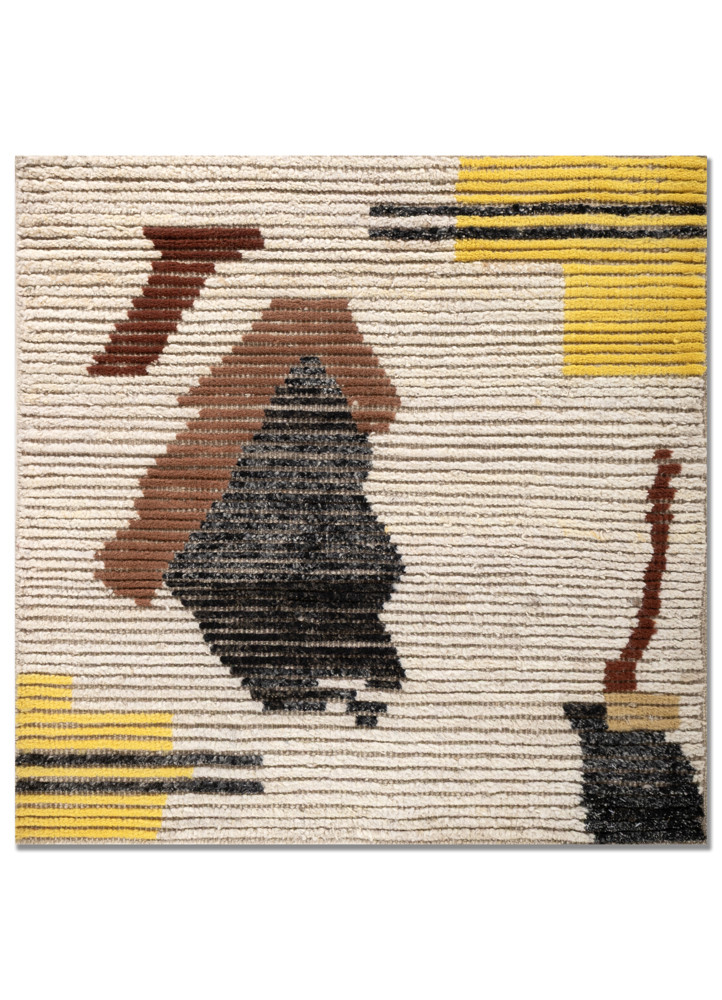 zuri ivory wool hand knotted Rug - HeadShot