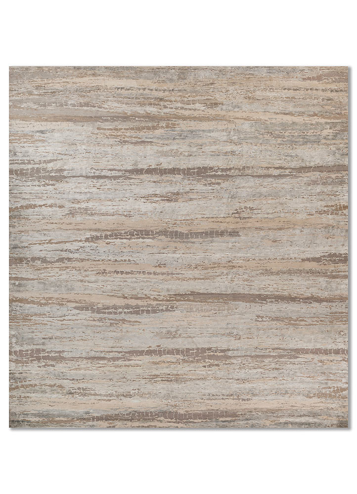 chaos theory by kavi ivory wool and bamboo silk hand knotted Rug - HeadShot