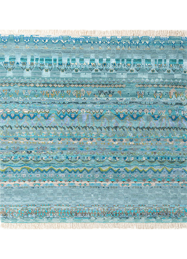 manchaha blue wool and bamboo silk hand knotted Rug - HeadShot manchaha blue wool and bamboo silk hand knotted Rug - HeadShot