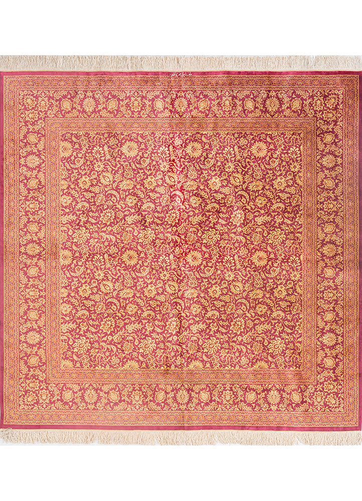 gulmarg red and orange silk hand knotted Rug - HeadShot gulmarg red and orange silk hand knotted Rug - HeadShot