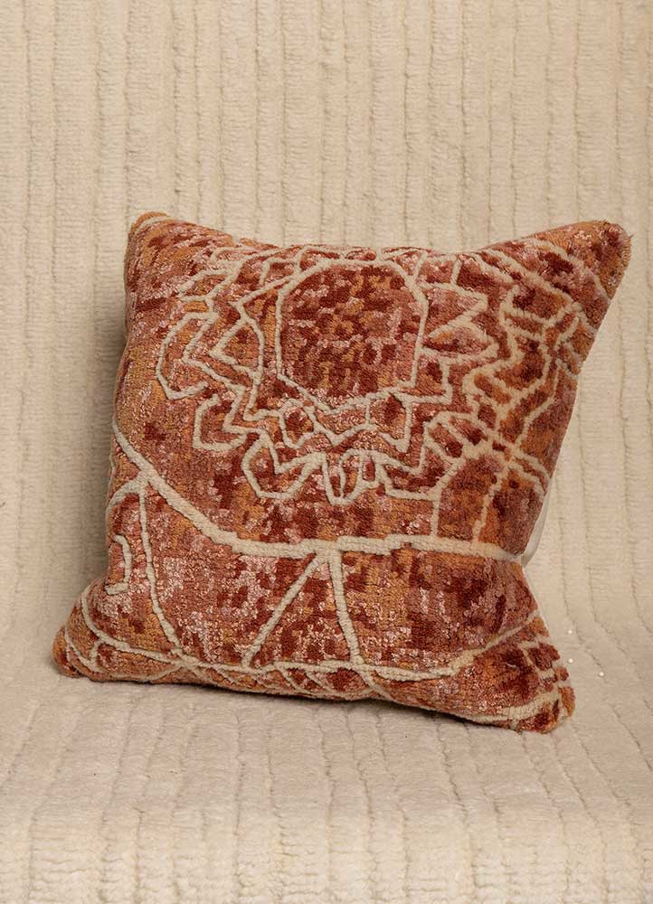 cushion red and orange wool & bamboo silk  Home Textile - HeadShot