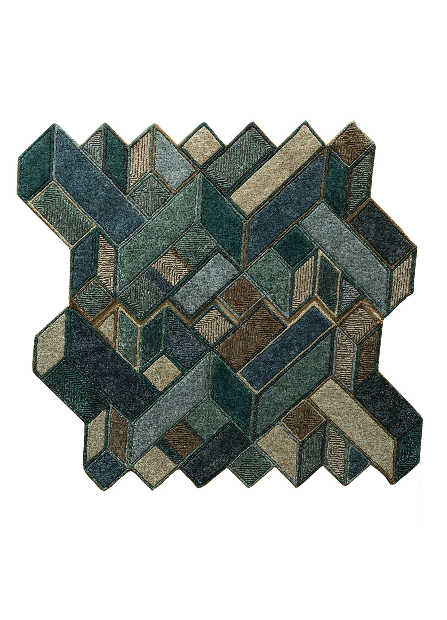 Archetype Blue Hand Tufted Wool & Viscose Rugs-Top-9510 Archetype Blue Hand Tufted Wool & Viscose Rugs-Top-9510