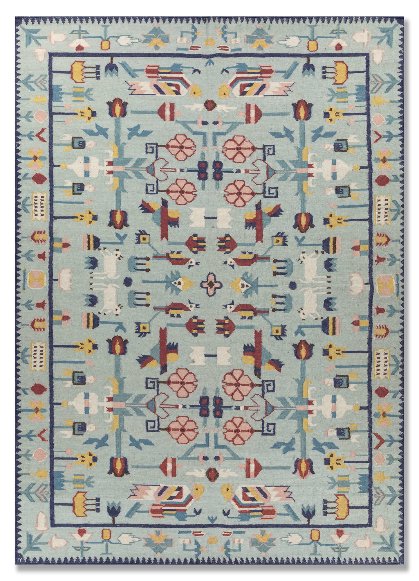 Bedouian Rug Bedouin Blue Flat Weaves Wool Rugs-Adwl-23013-Jaipur Rugs US