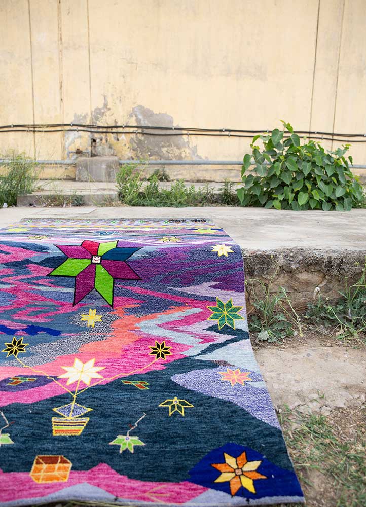 freedom manchaha multi wool and bamboo silk hand knotted Rug - Loom